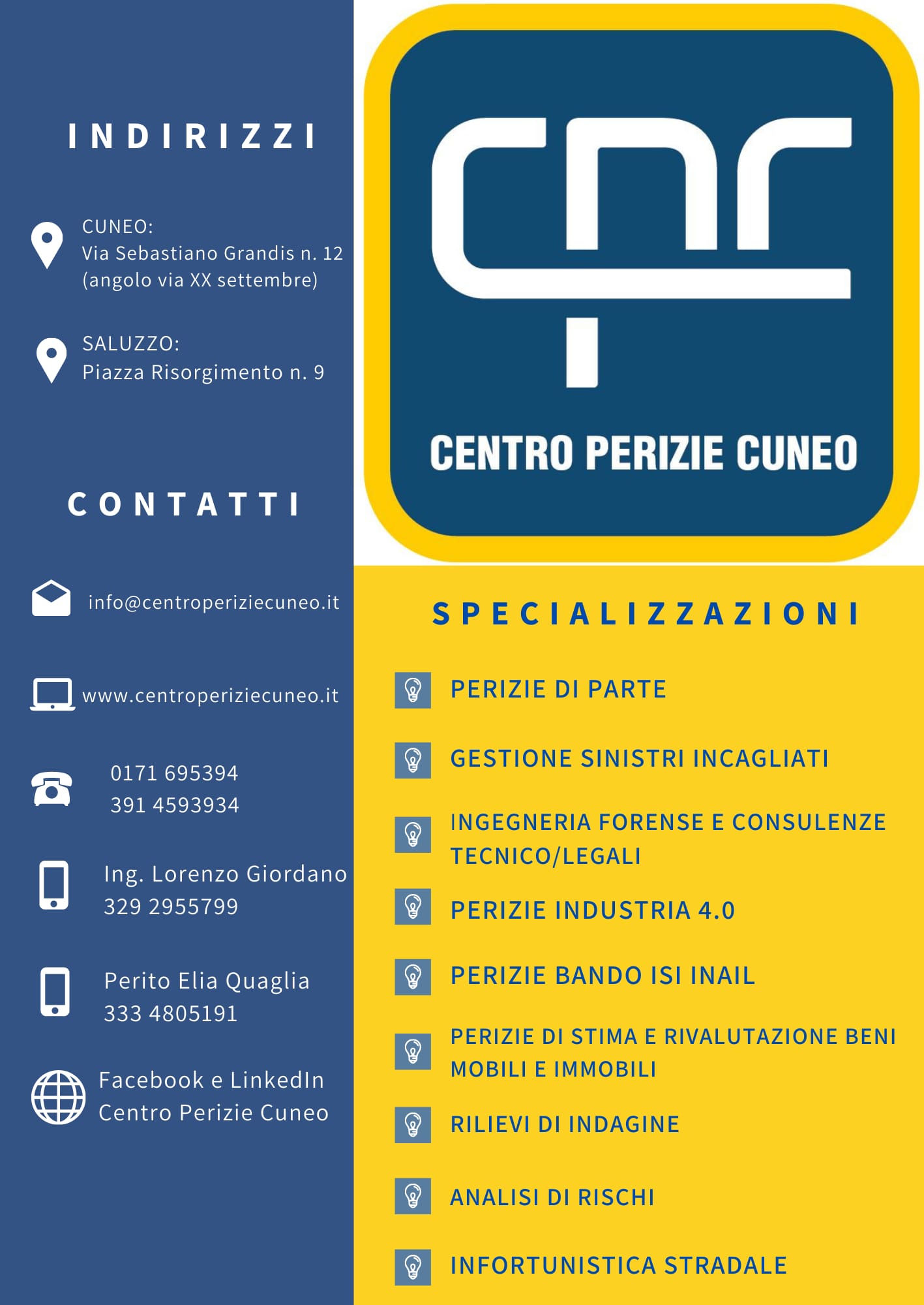 Centro Perizie Cuneo Snc Di Giordano Lorenzo & Quaglia Elia